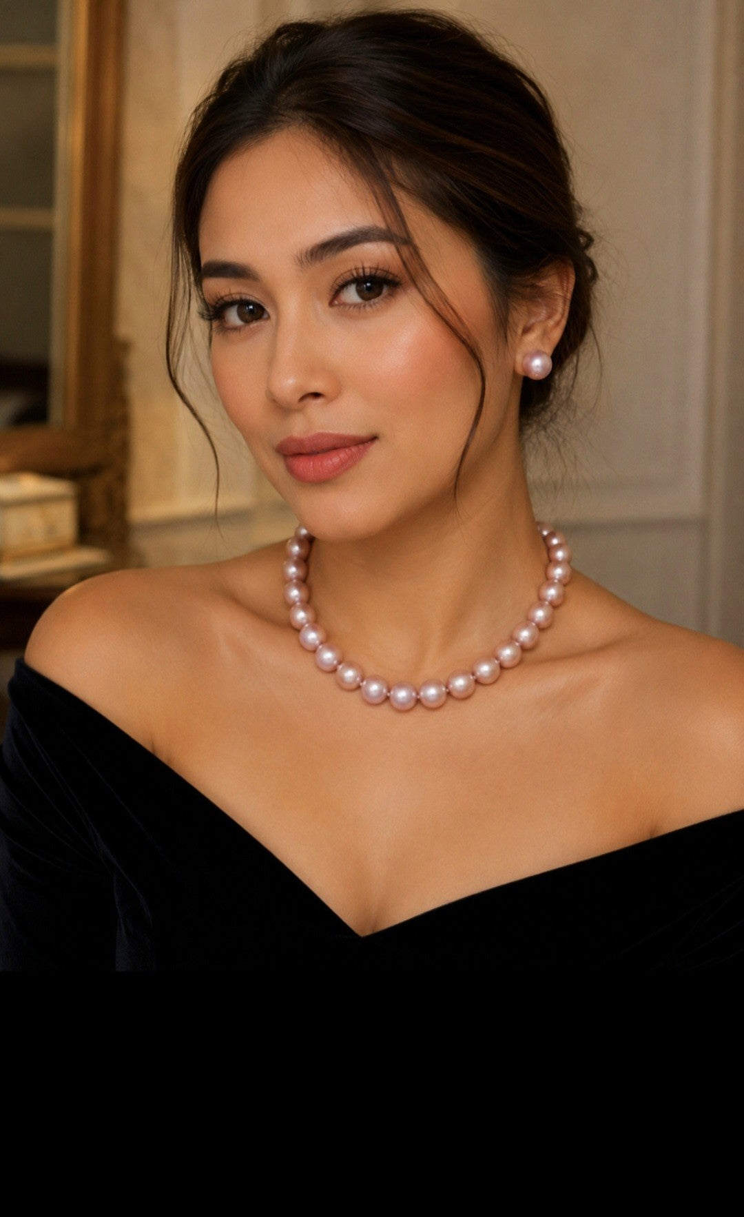 Natural Metallic Pinkish-Mauve Edison Pearl Necklace & Earring Set