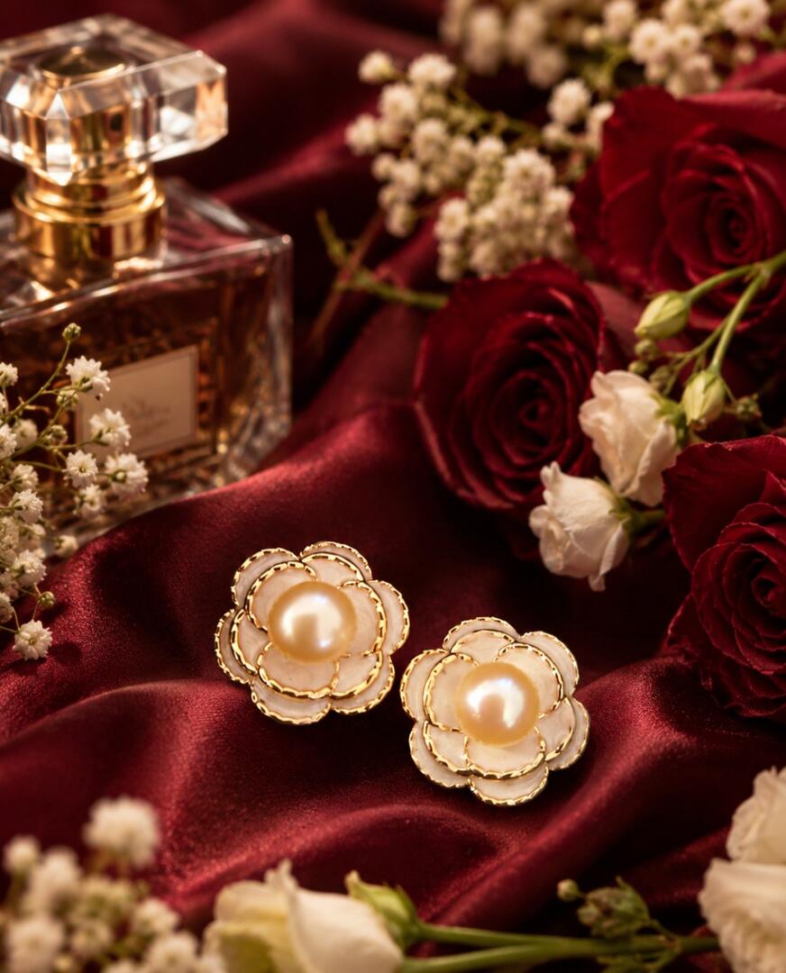 The Snow Petal Pearl Earrings