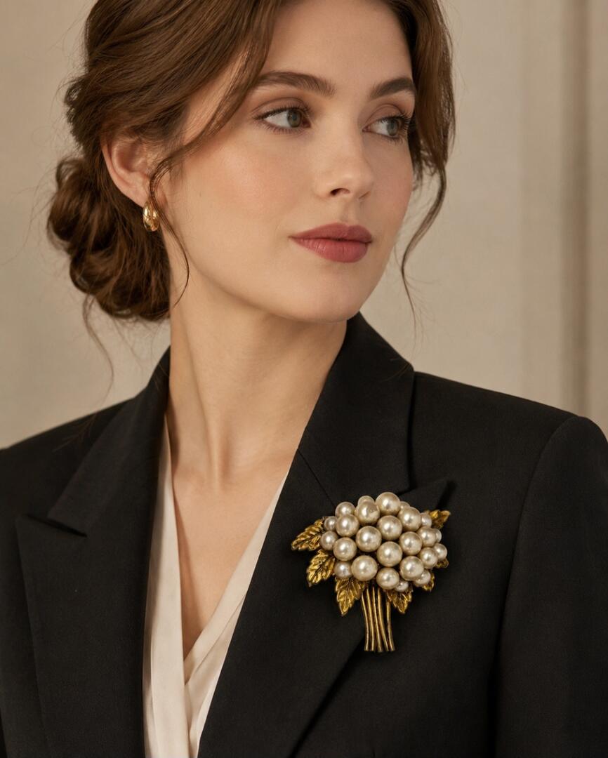 Mid-Century Gilded Pearl Posy