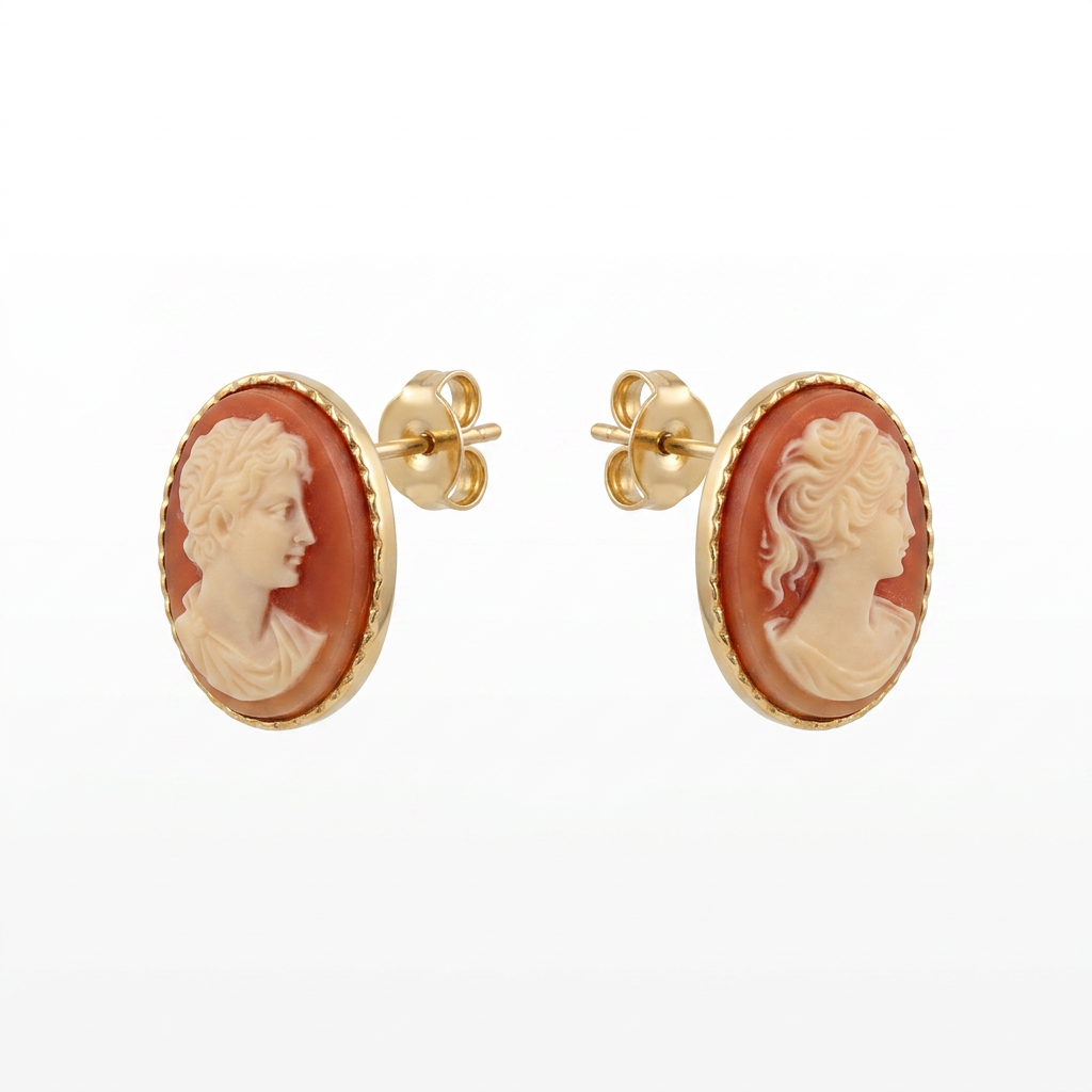 The Golden Cameo Earrings