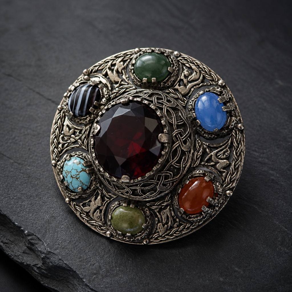 The Celtic Revival Cabochon Brooch.