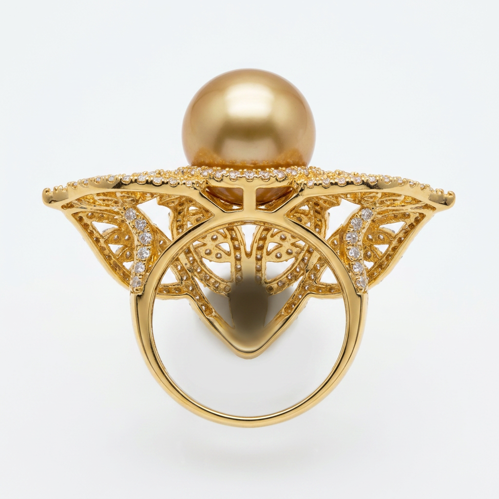 The Golden Pearl Wing Ring
