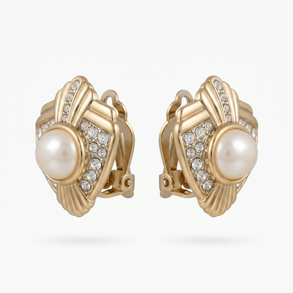 The Golden Pearl Fan Earrings.