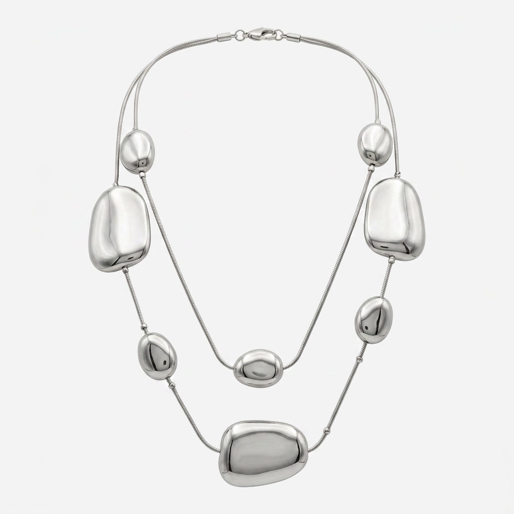 The Silver Pebble Layered Necklace.