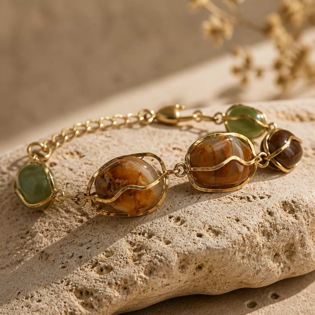 The Bohemian Gemstone Wire-Wrap Bracelet