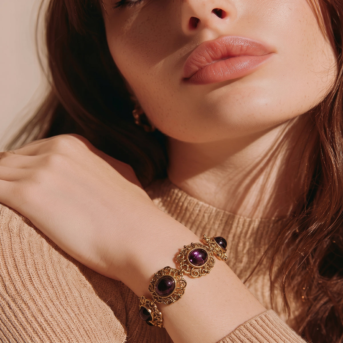 The Amethyst Filigree Link Bracelet