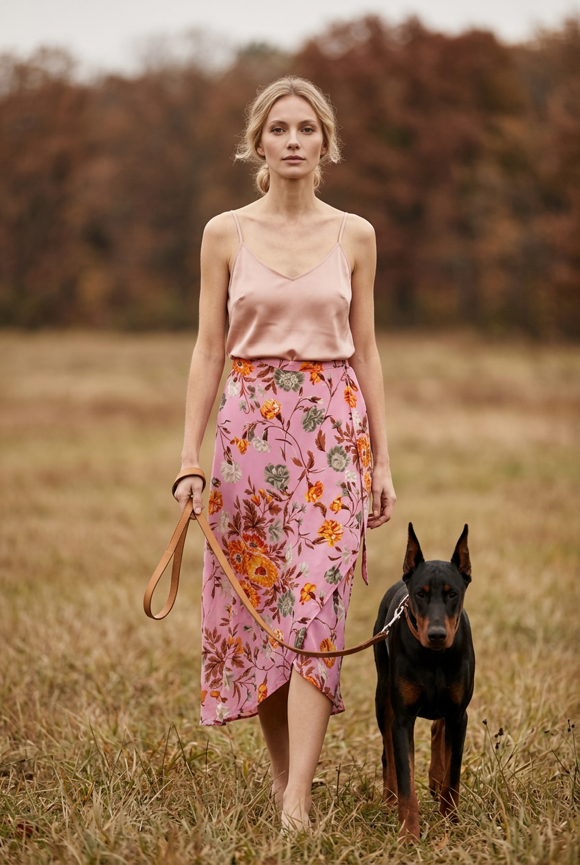 The Pink Floral Asymmetric Midi Skirt.
