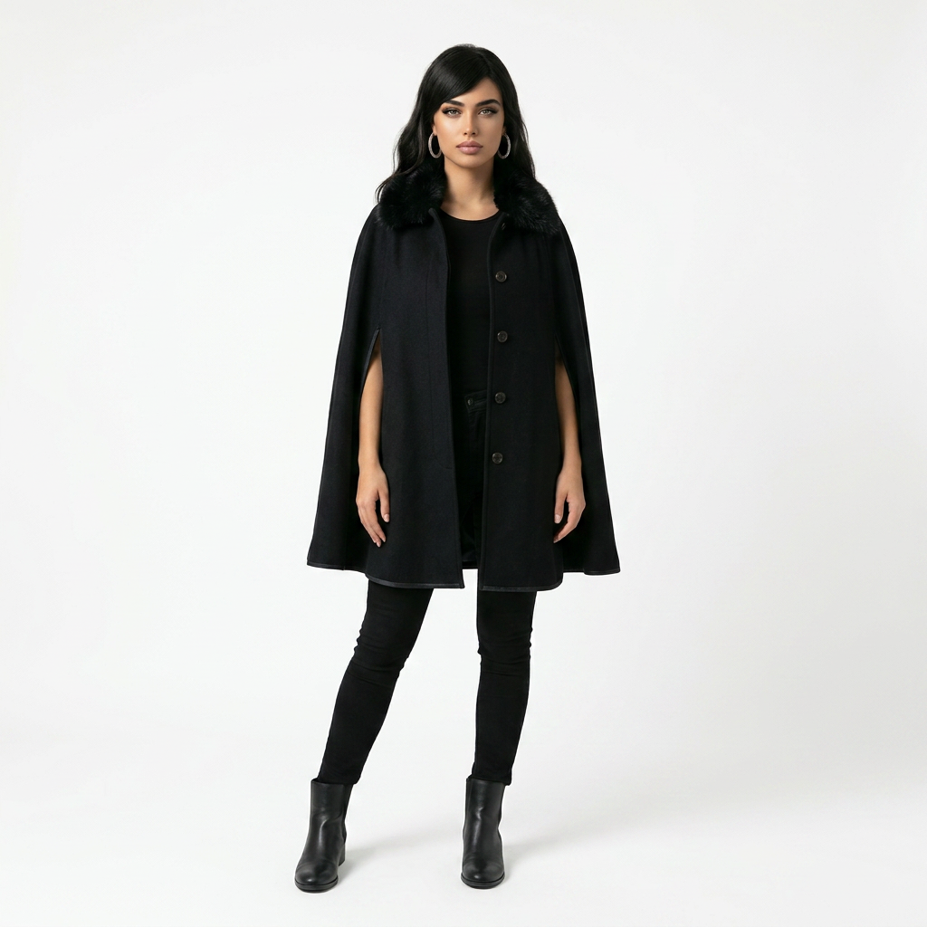 The Black Faux-Fur Shoulder Cape.