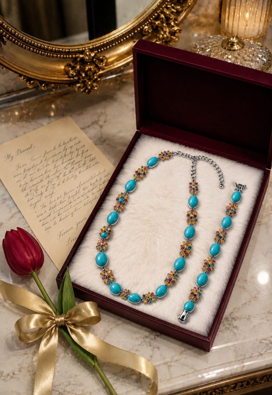 The "Celestial Bloom" Sleeping Beauty Turquoise & Multi-Gemstone Set