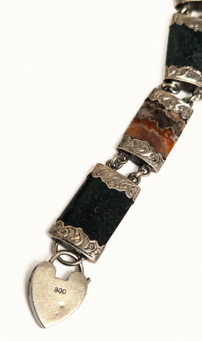 Victorian Scottish Agate Pebble Bracelet (Crafted in Sterling Silver)