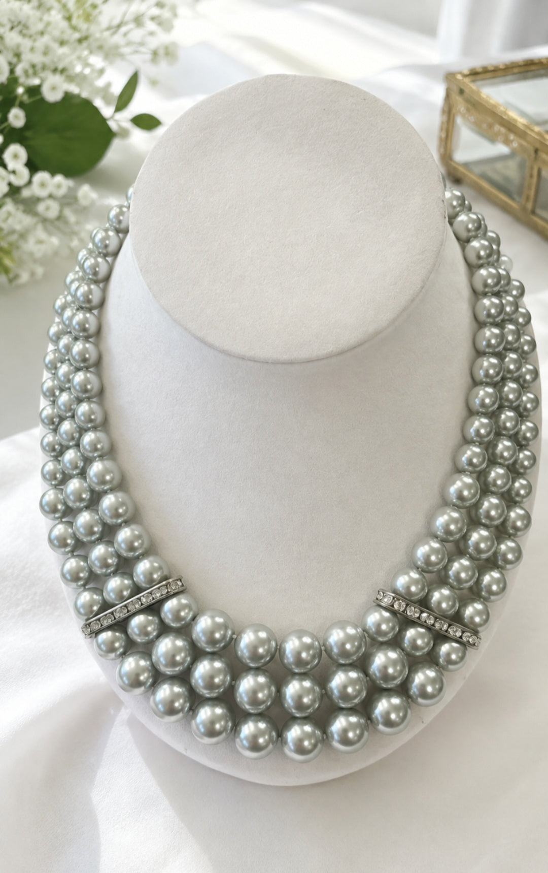 Ocean Mist Triple Strand Vintage South Sea Pearl Necklace