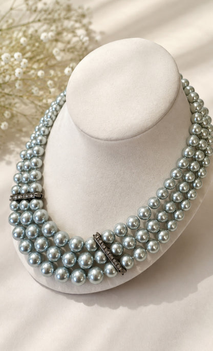 Ocean Mist Triple Strand Vintage South Sea Pearl Necklace