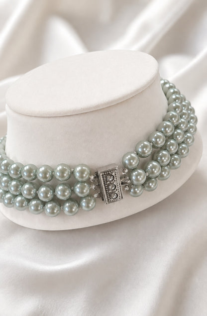 Ocean Mist Triple Strand Vintage South Sea Pearl Necklace