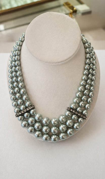 Ocean Mist Triple Strand Vintage South Sea Pearl Necklace
