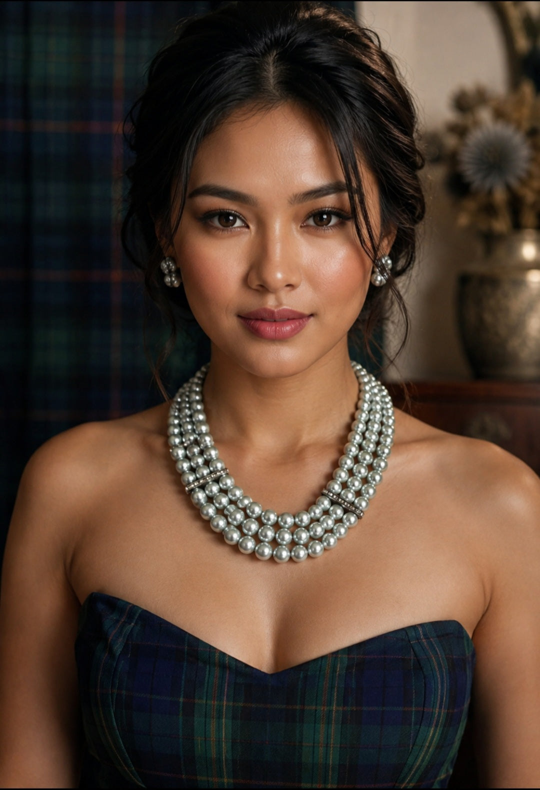 Ocean Mist Triple Strand Vintage South Sea Pearl Necklace