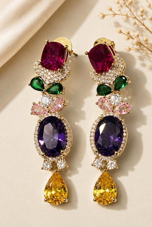 The Aurora Royale Gemstone Drop Earrings