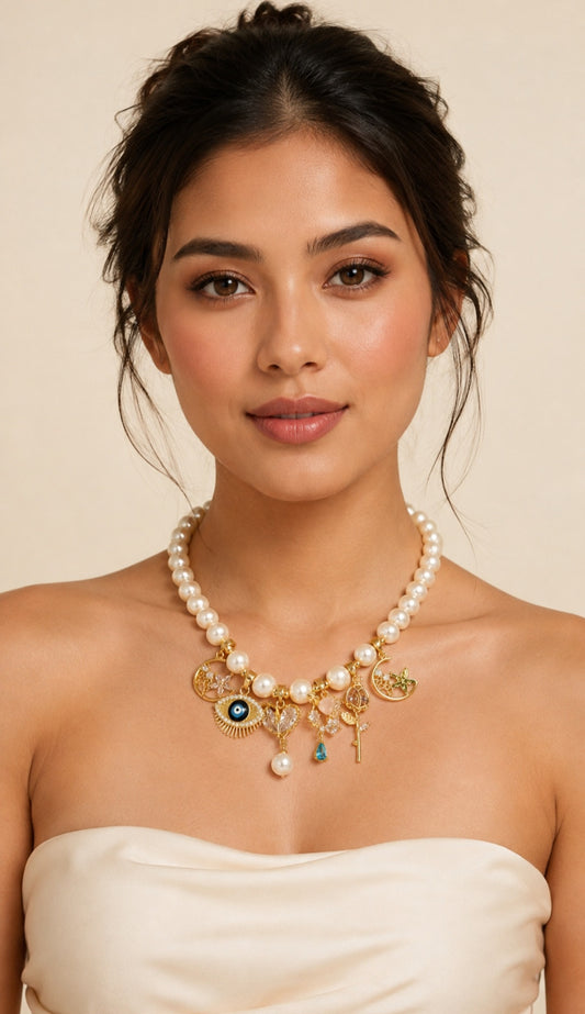 The Celestial Garden Pearl Charm Necklace