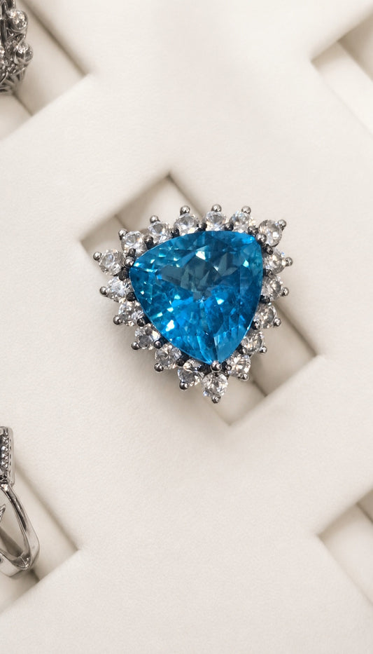 The Azure Crown Cocktail Ring