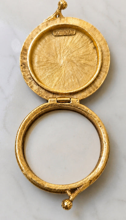 Vintage Filigree Miniature Portrait Vanity Compact
