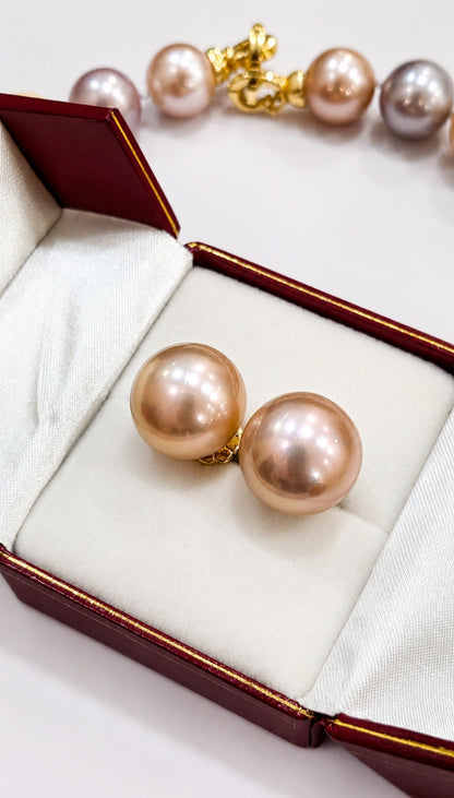 Natural Multi-Color Metallic Edison Pearl Necklace & Earring Set