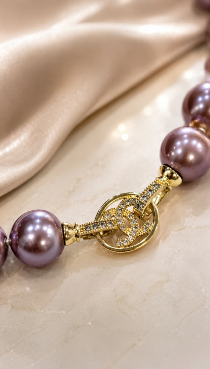 Purple Edison Pearl Necklace & Earring Set