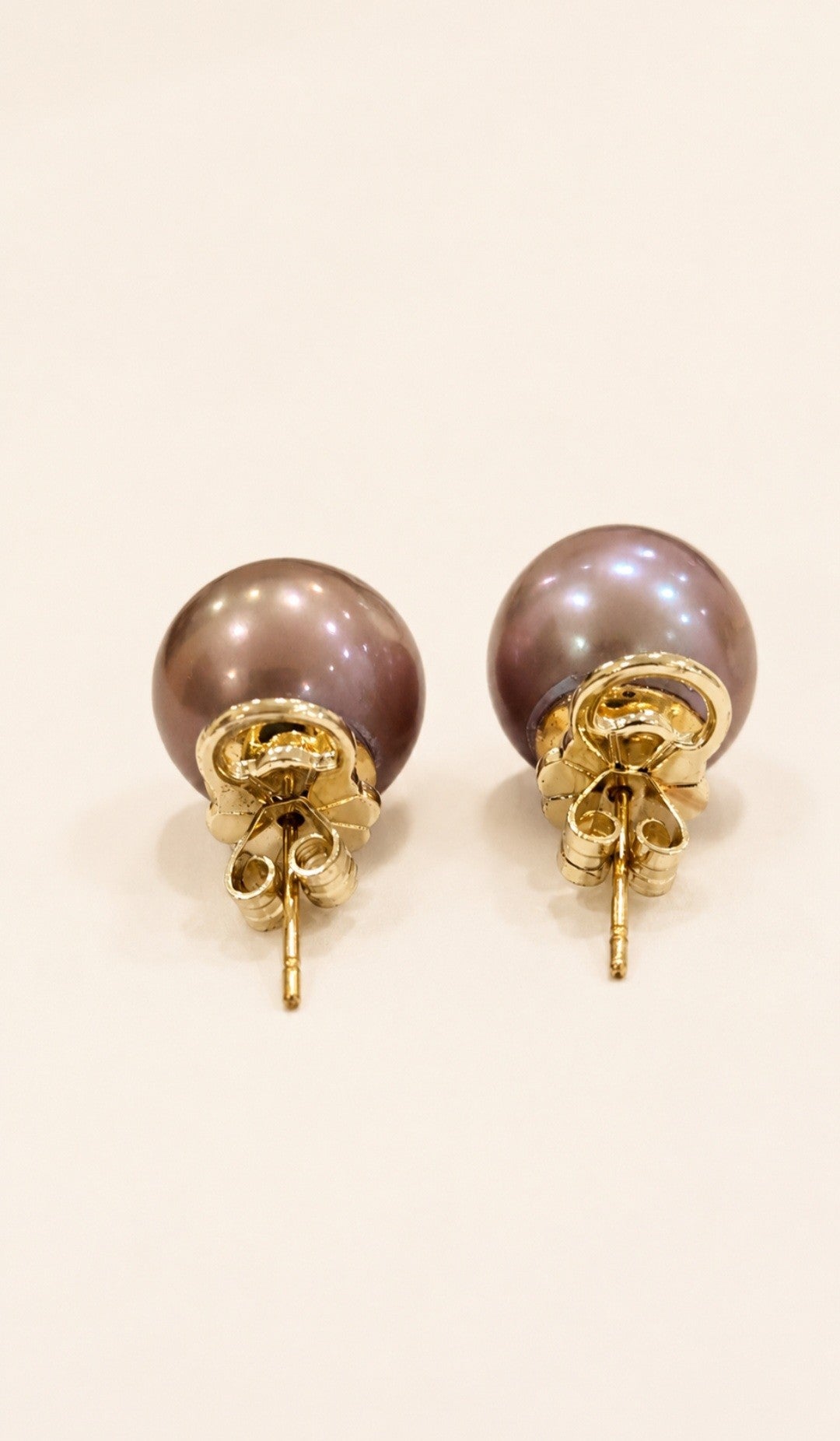 Natural Metallic Pinkish-Mauve Edison Pearl Necklace & Earring Set