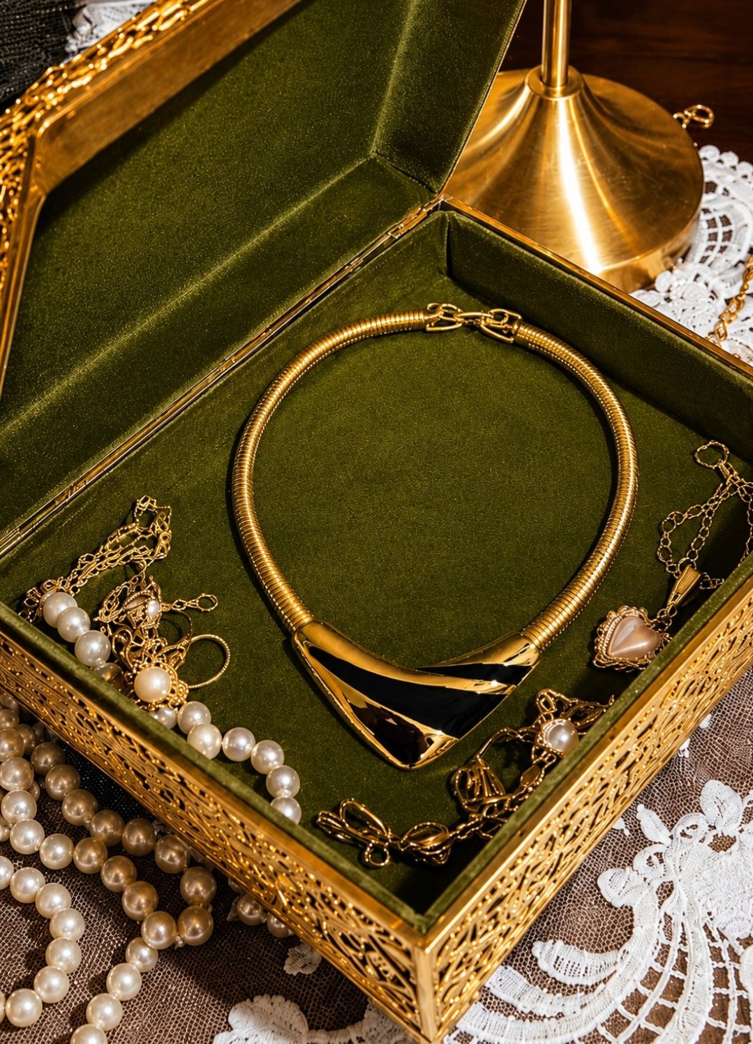 Gold-Tone Snake Chain Collar Necklace