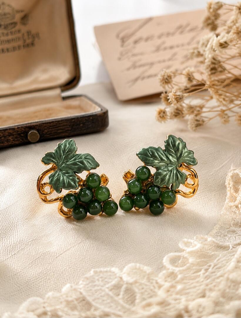 Emerald Vineyard Grape Cluster Earrings