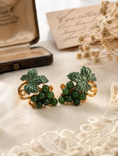 Emerald Vineyard Grape Cluster Earrings