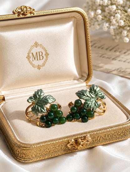 Emerald Vineyard Grape Cluster Earrings