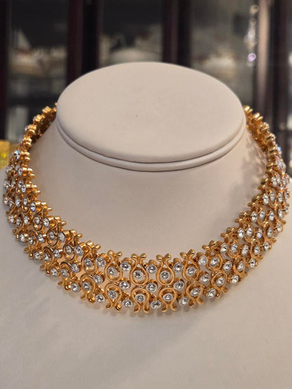The Regal Lattice Rhinestone Collar Necklace
