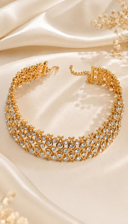 The Regal Lattice Rhinestone Collar Necklace