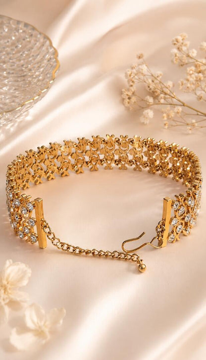 The Regal Lattice Rhinestone Collar Necklace