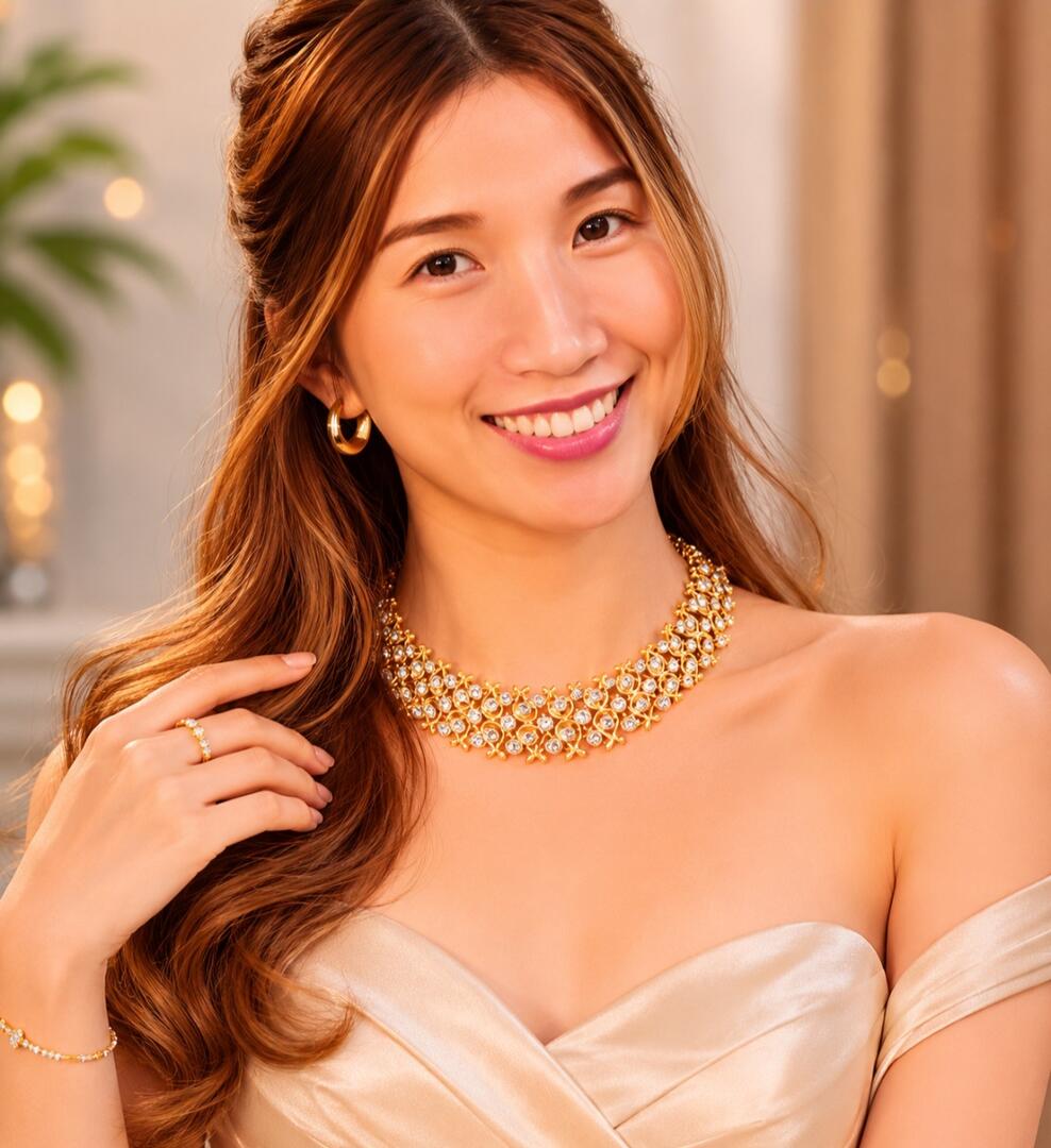 The Regal Lattice Rhinestone Collar Necklace