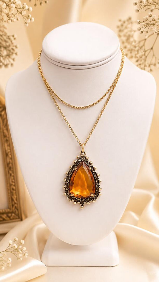 The Sovereign Citrine Pear Pendant Necklace