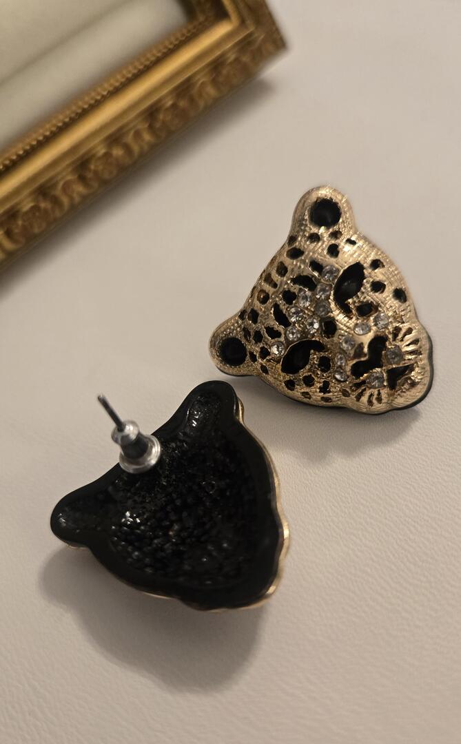 1980s Safari Panther Glamour Earrings