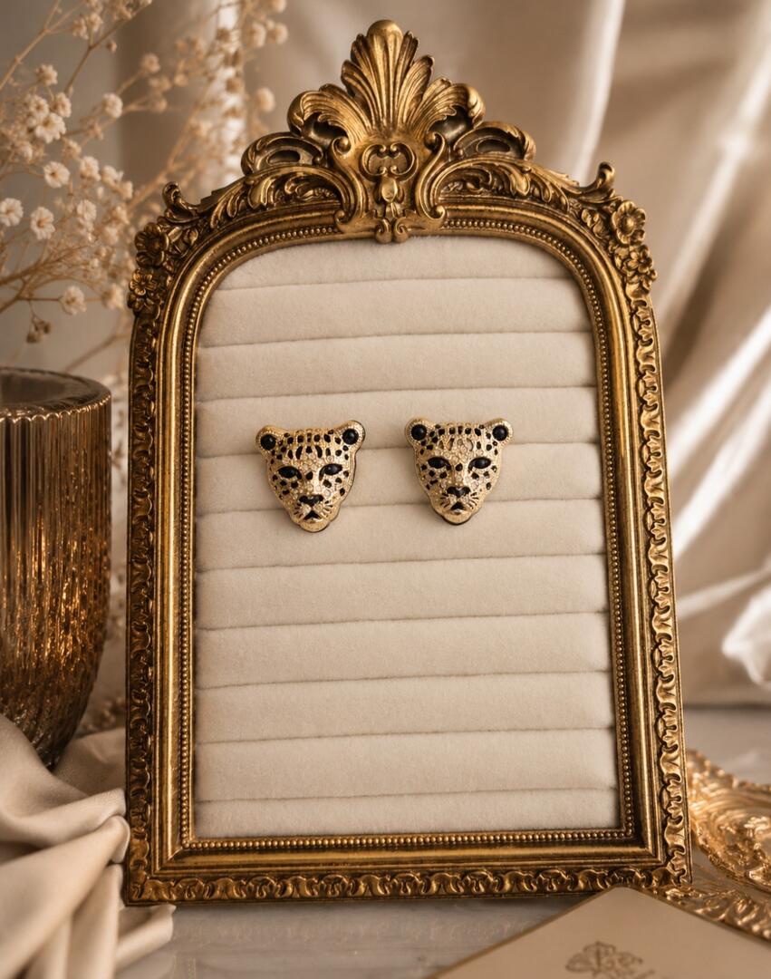 1980s Safari Panther Glamour Earrings