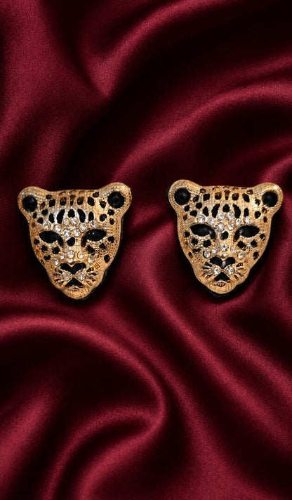 1980s Safari Panther Glamour Earrings