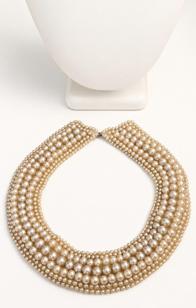 The Cleo Grand – Vintage Multi-Strand Pearl Bib Collar Necklace