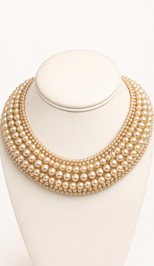 The Cleo Grand – Vintage Multi-Strand Pearl Bib Collar Necklace