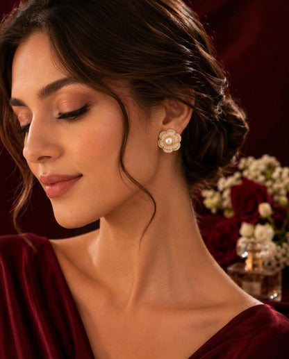 The Snow Petal Pearl Earrings