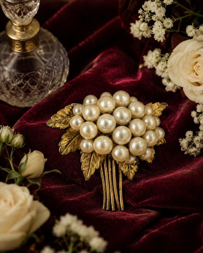 Mid-Century Gilded Pearl Posy