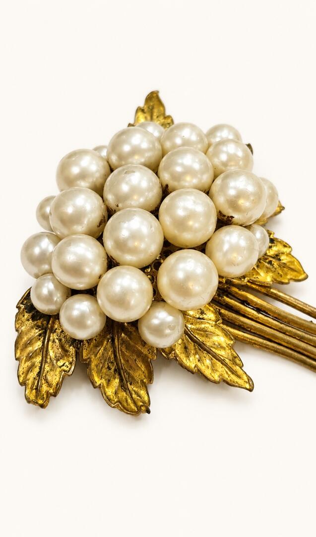 Mid-Century Gilded Pearl Posy