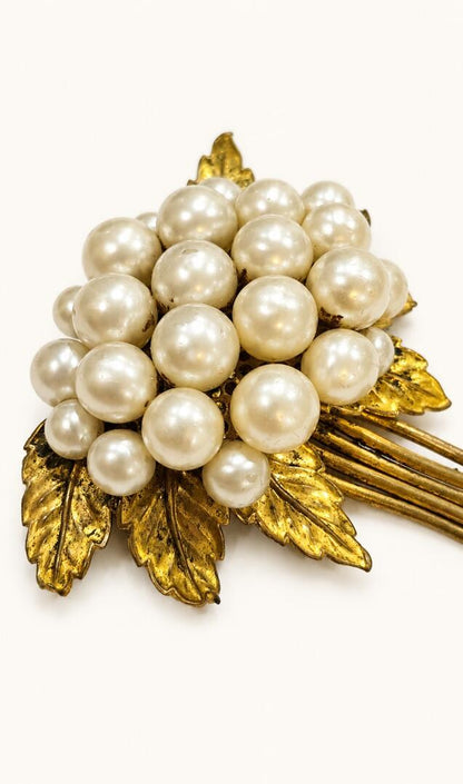 Mid-Century Gilded Pearl Posy