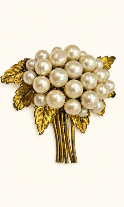 Mid-Century Gilded Pearl Posy