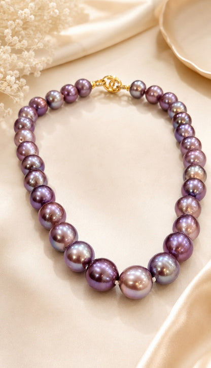 Purple Edison Pearl Necklace & Earring Set