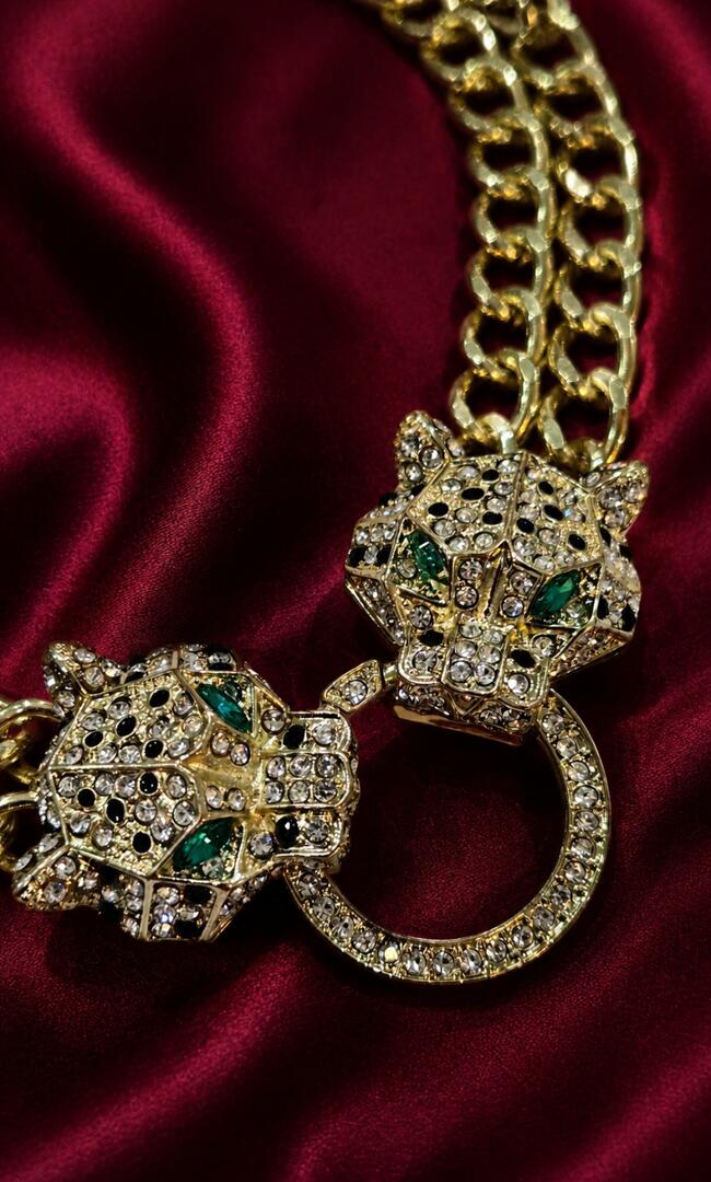 Vintage Hollywood Regency Dual Panther Necklace