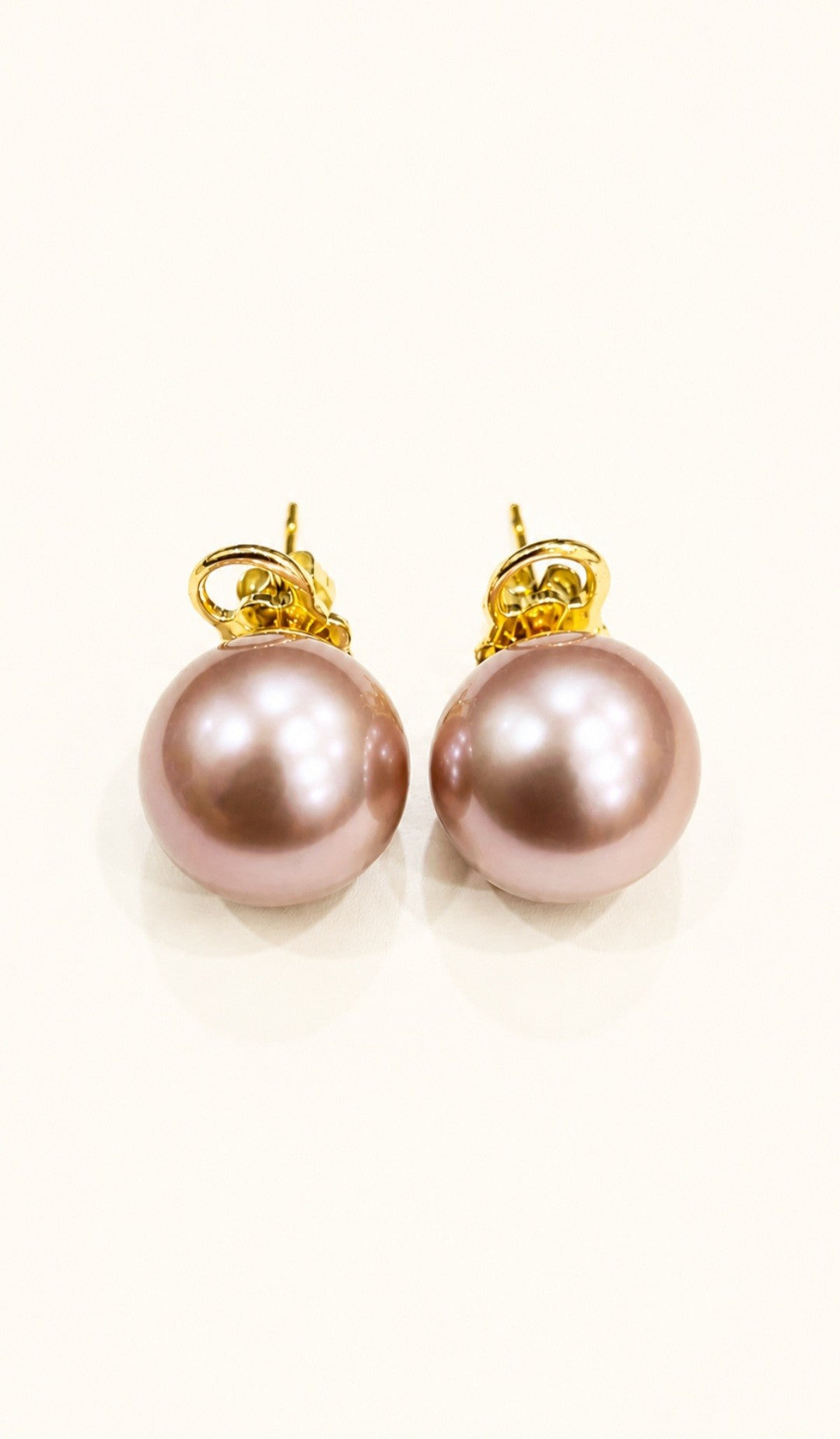 Natural Metallic Pinkish-Mauve Edison Pearl Necklace & Earring Set