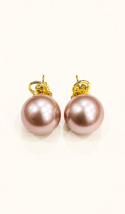 Natural Metallic Pinkish-Mauve Edison Pearl Necklace & Earring Set