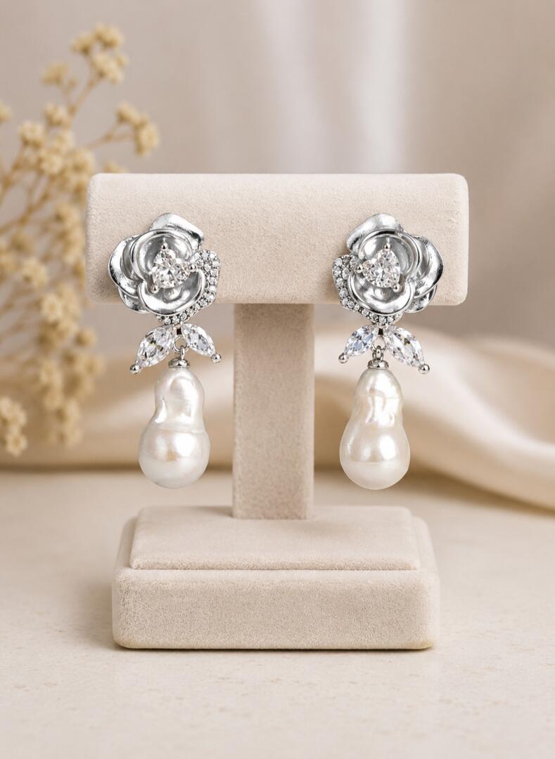 The White Rose & Nectar Drop Earrings